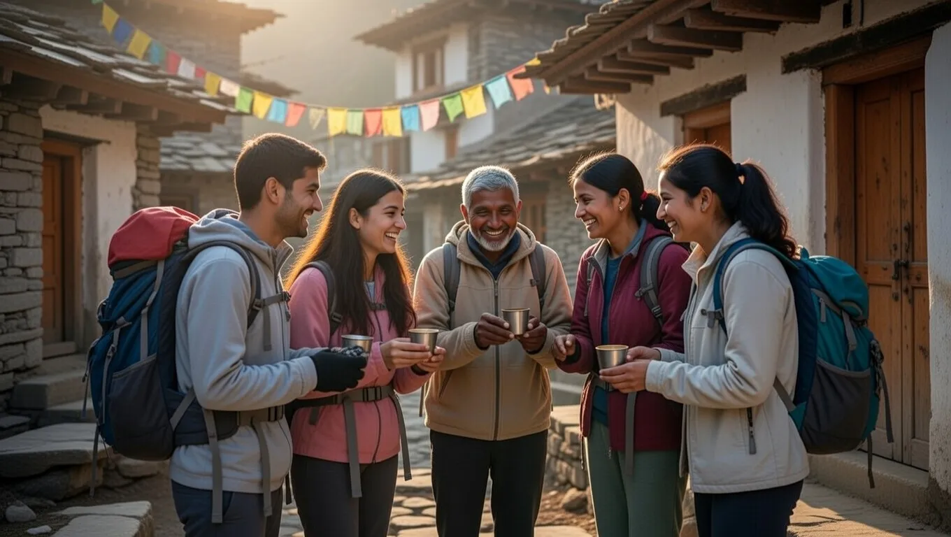 Trekkers in the mountains